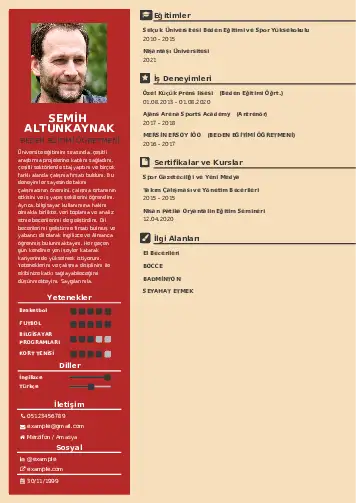 Beden Eğitimi Öğretmeni CV Örnekleri cv indir